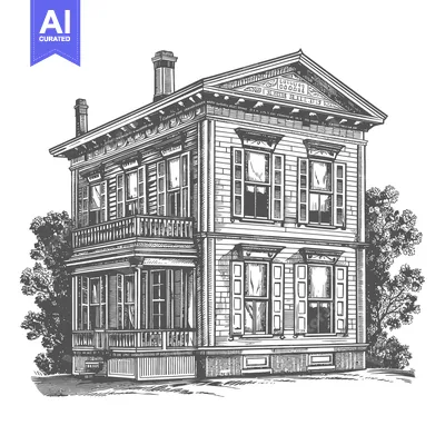 Popular premium asset: Elegant Victorian Style House Architectural Drawing