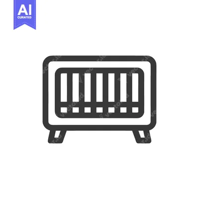Minimalist Baby Crib Icon: Clean Line Art for Nursery Design