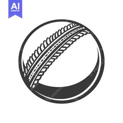 Premium design asset: An illustration of a round cricket ball in black and white