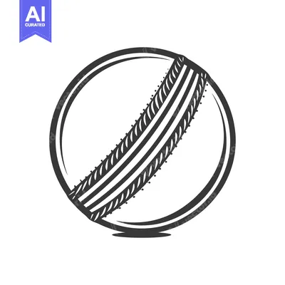 Aset desain premium: Illustration depicts a cricket ball with a detailed and textured seam
