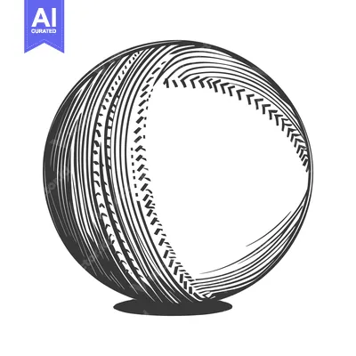 Aset desain premium: A detailed graphic illustration depicting a sports baseball on a white