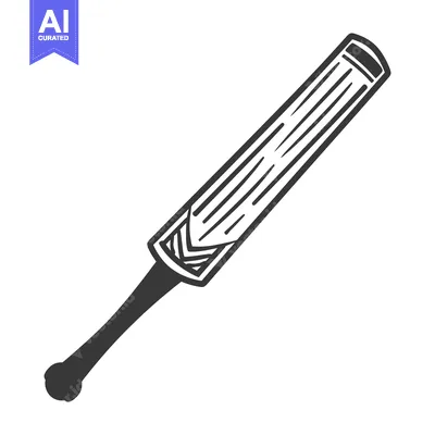 Aset desain premium: A simple illustration depicts a cricket bat used for playing games