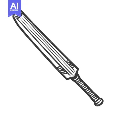 Aset desain premium: A detailed simple illustration of a cricket bat on display