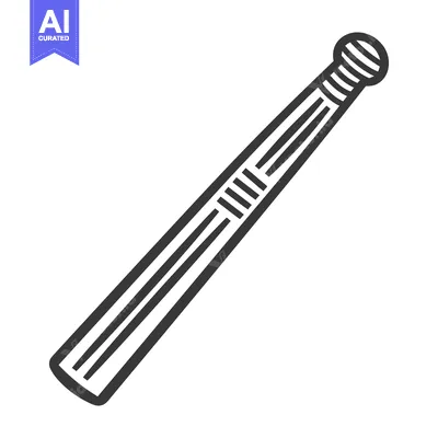 Aset premium populer: A stylized illustration of a baseball bat on a white background