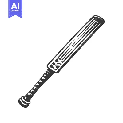 Aset premium populer: A monochrome illustration of a wooden baseball bat on white background
