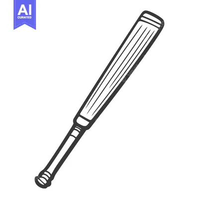 Aset premium populer: This image shows a detailed illustration of a baseball bat