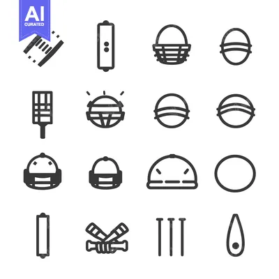 Popular premium asset: Cricket Equipment and Accessories Icon Set