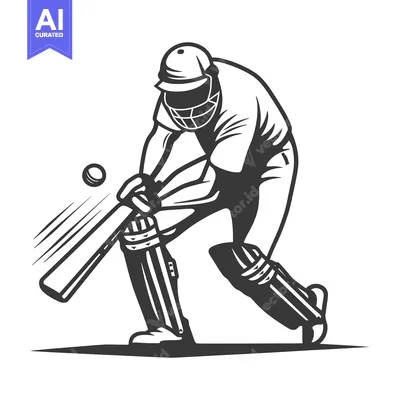 Premium design asset: A cricket player is striking the ball with his bat