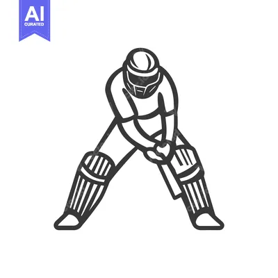 Premium design asset: A cricket batsman wearing protective gear preparing to play