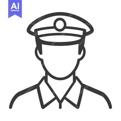 Aset desain premium: A simplified illustration of a person wearing a uniform hat