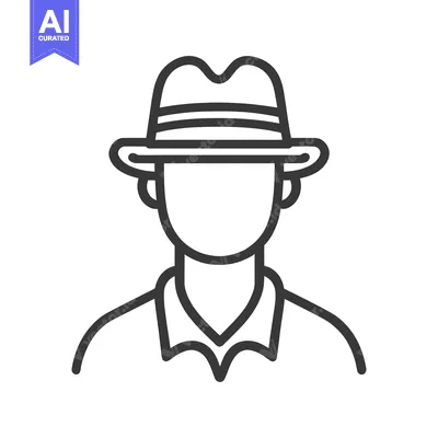 Aset premium populer: Simple black line drawing of person wearing a hat