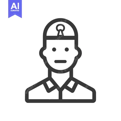 Aset premium populer: A simplified illustration featuring a person wearing a hat