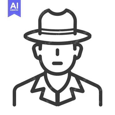 Aset premium populer: A simple line drawing of a person wearing a hat