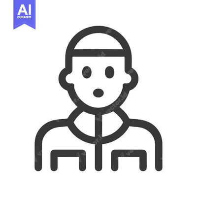 Aset desain premium: A minimalist line drawing of a person with surprised expression