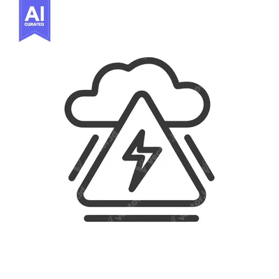 Popular premium asset: Weather Hazard Icon: Lightning Bolt in Triangle Under Cloud with Rain