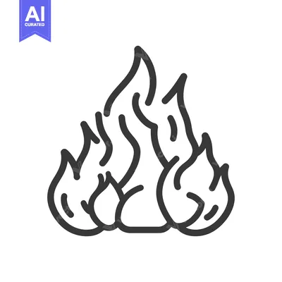 Popular premium asset: A simple outlined illustration of a stylized flame with curves