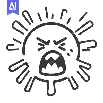 Aset premium populer: A stylized illustration of an angry virus character with spikes