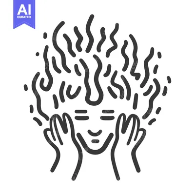 Popular premium asset: Simple illustration showing a person with hands on face and curly hair