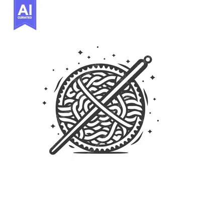 Premium design asset: A Ball of Yarn with a Needle Passing Through Its Center
