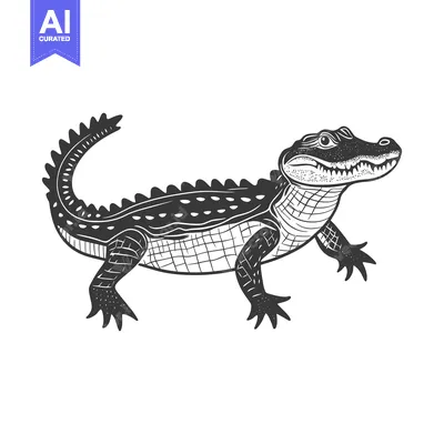Aset premium populer: An illustration of an alligator walking on a white background
