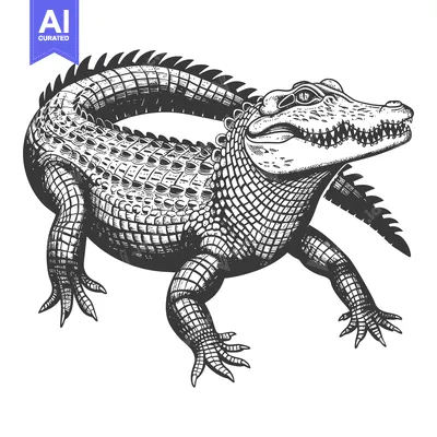 Popular premium asset: A detailed black and white illustration of a crocodile creature