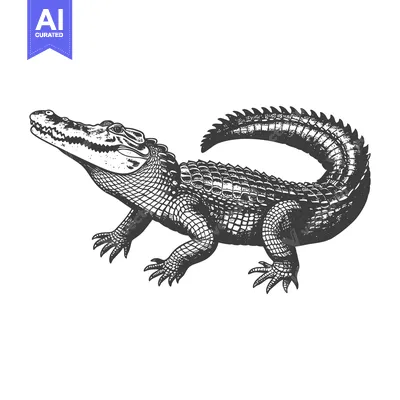 Premium design asset: An illustration of an alligator in a detailed and artistic depiction