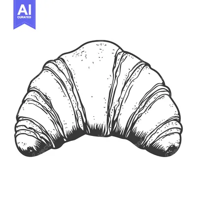 Aset premium populer: A detailed illustration of a delicious crescent shaped baked bread