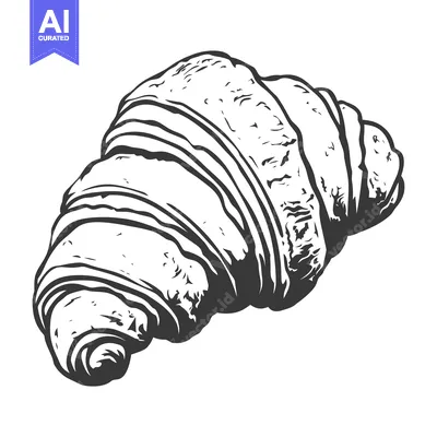 Aset desain premium: A detailed illustration depicts a fresh crescent shaped baked pastry i