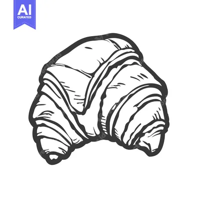 Popular premium asset: A black and white illustration of a freshly baked croissant pastry
