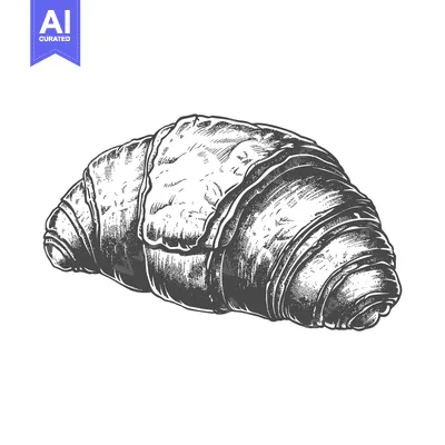 Aset premium populer: A Detailed Hand Drawn Illustration Of A Croissant