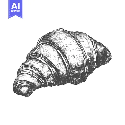 Aset premium populer: A Detailed Hand Drawn Illustration Of A Croissant