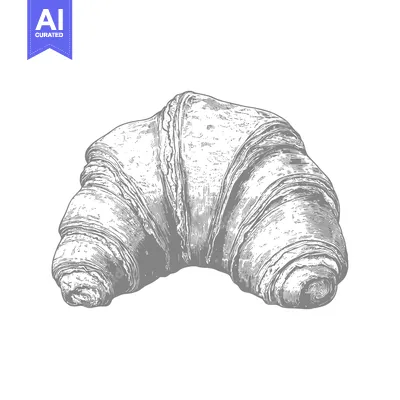 Aset desain premium: A Detailed Drawing Of A Single Croissant Pastry