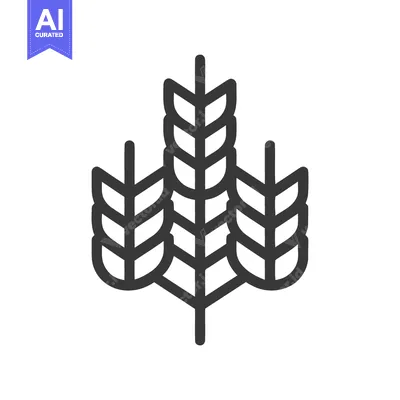 Aset desain premium: Minimalist Wheat Stalks Icon: Simple, Clean Design on White Background