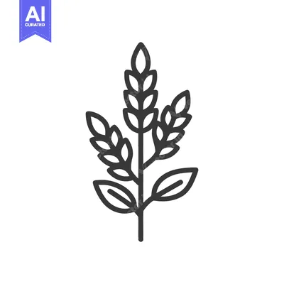 Aset desain premium: Minimalist Wheat Stalk Icon: Simple Outline on White Background