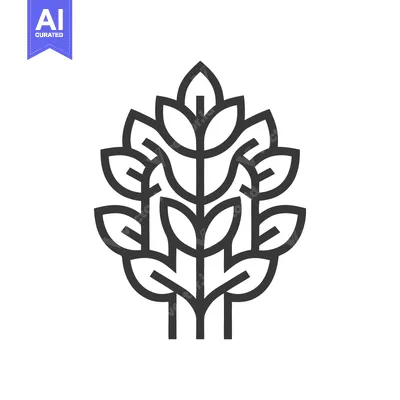 Aset desain premium: Minimalist Wheat Stalk Icon: Clean Line Art Design on White Background