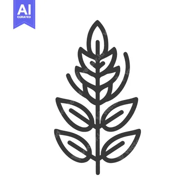 Premium design asset: Minimalist Wheat Stalk Icon: Clean Line Art on White Background
