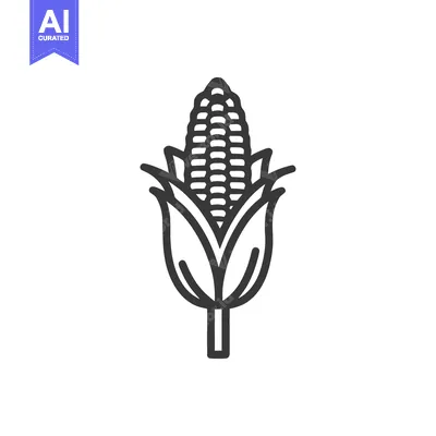 Aset premium populer: Minimalist Corn Cob Icon: Simple Line Art Illustration on White Backgr