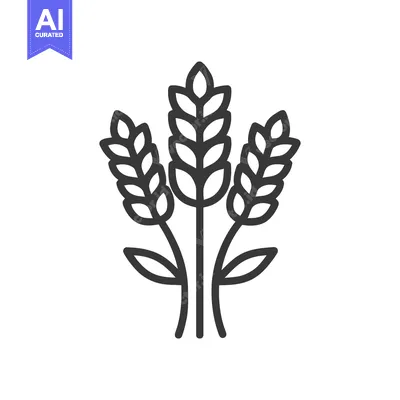 Aset premium populer: Minimalist Wheat Stalk Icon: Simple, Clean, Agricultural Symbol on Whi