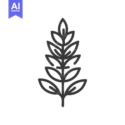 Aset desain premium: Minimalist Wheat Stalk Icon: Elegant Outline on White Background