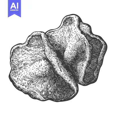 Popular premium asset: Detailed Engravings of Two Mushrooms Displaying Texture