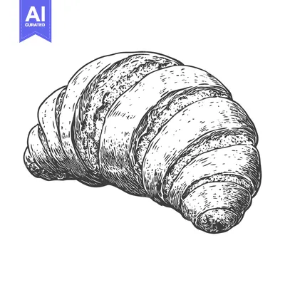 Popular premium asset: A Detailed Hand Drawn Illustration Of A Croissant