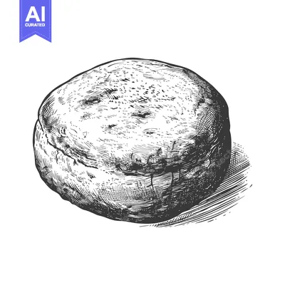 Aset premium populer: Hand Drawn Sketch Of A Round Baked Bread