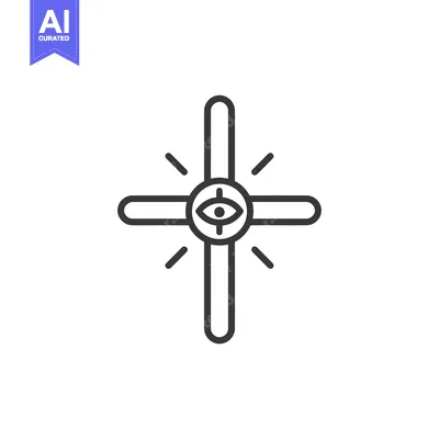 Aset desain premium: Cross with Eye and Radiating Lines