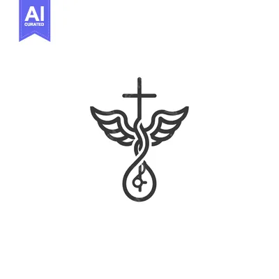 Cross with Wings and a Drop Symbol