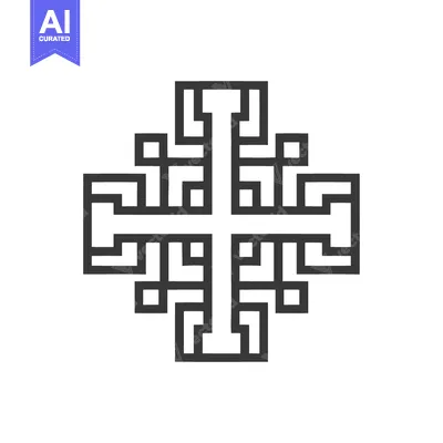 Jerusalem Cross Icon: Geometric Symbol of Christianity in Minimalist D