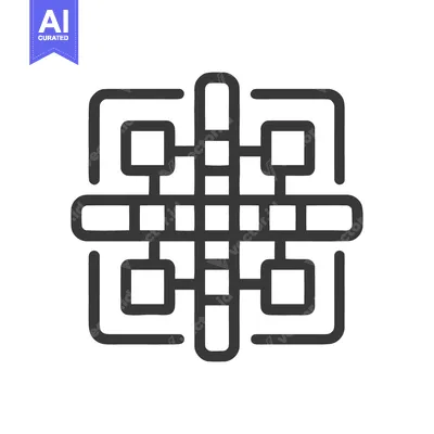 Aset premium populer: Abstract Square Grid Icon with Rounded Corners and Connecting Lines