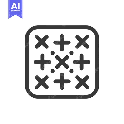 Aset premium populer: Tic-Tac-Toe Board Icon: Simple Grid with Crosses and Dots