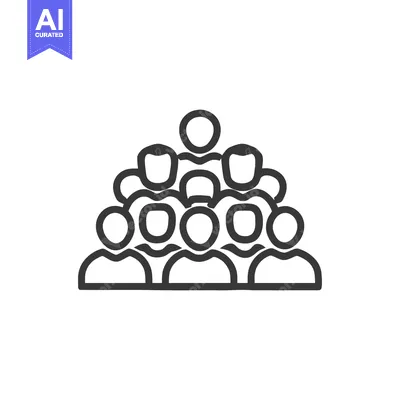 Premium design asset: Group of People Icon: Minimalist Line Art Representation of Crowd