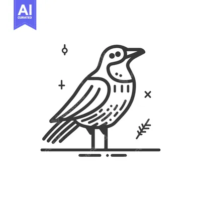 Aset desain premium: A stylized illustration depicts a bird with minimalist line art
