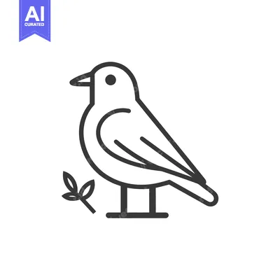 Premium design asset: A simple black and white illustration of a stylized bird